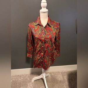 Ralph Lauren Paisley Button Down Blouse. Size Large.